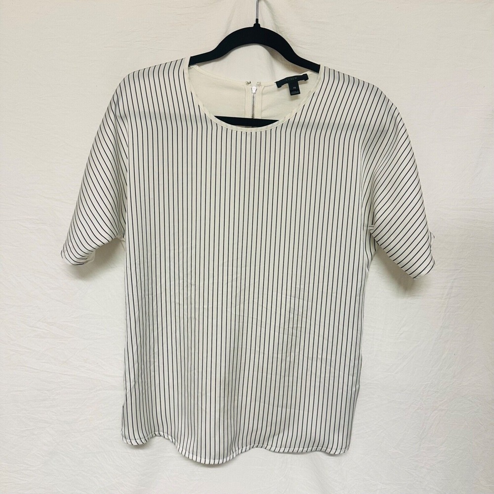J. Crew Boat neck‎ blouse stripe white size XS oversized short sleeve Soft Flowy